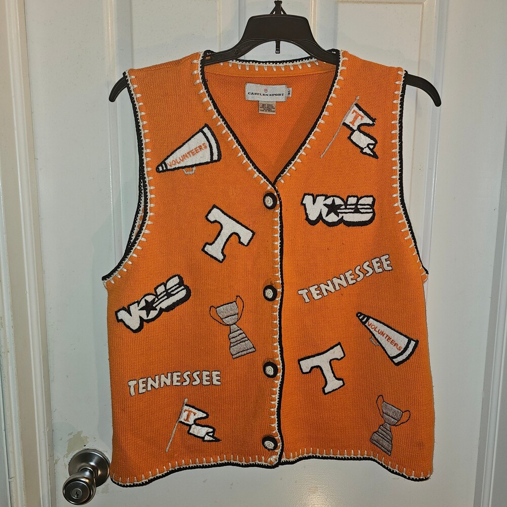 Castles Sport XL Orange Knit Tennessee Volunteers Vest with Patches